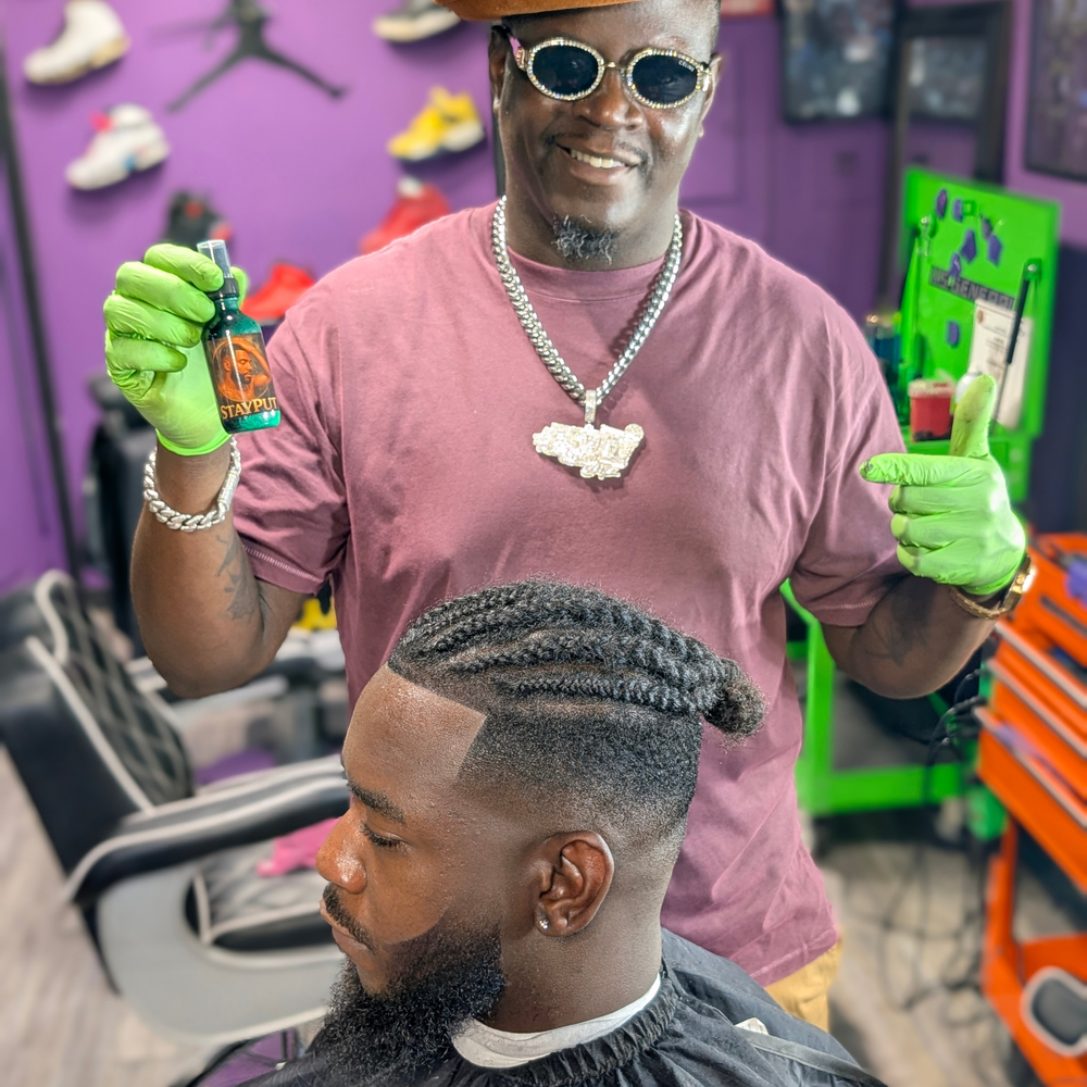 Founder of Life Change Products holding StayPut hair spray